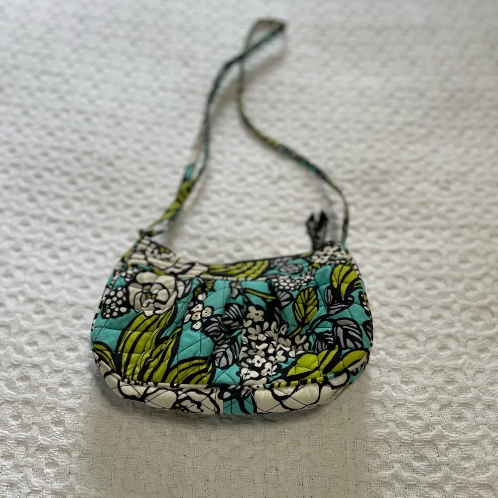 Vera Bradley Floral Crossbody Bag -‎ Blue and Green~ Small Bag